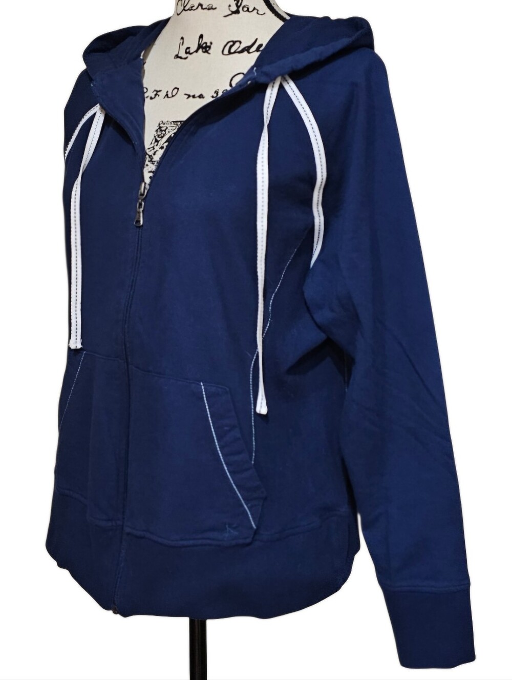 Danskin Navy Full‑Zip Hoodie with White Trim - Picture 3 of 7
